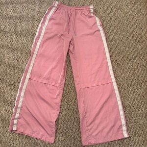 Pink wide legged track pants